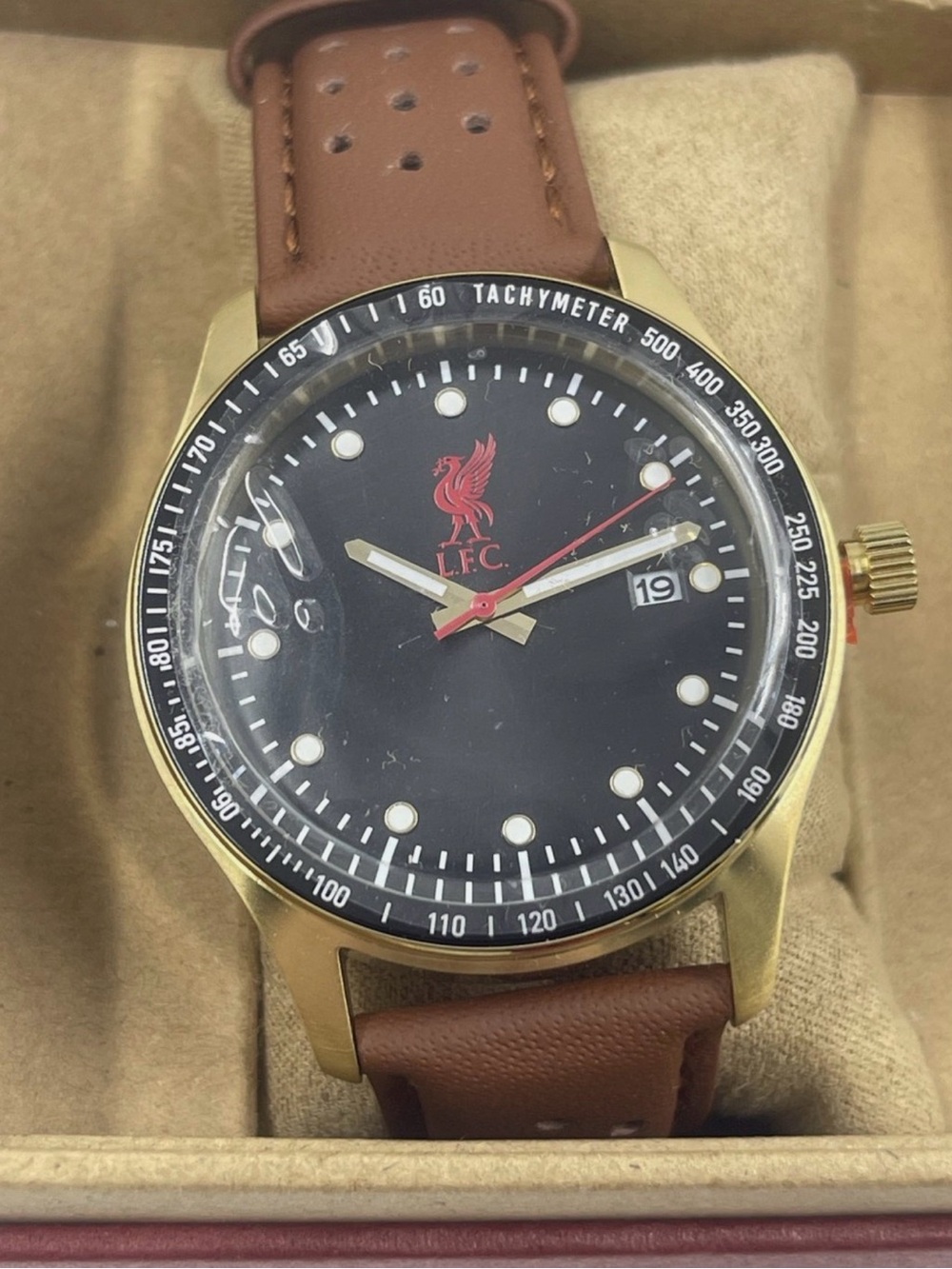 Men’s watch L.F.C. 42MM Classic Leather Strap Watch Gold/Black/Brown